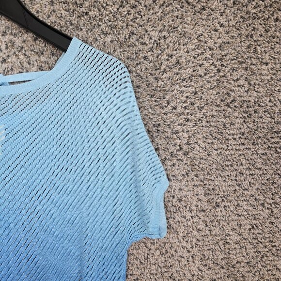 Chicos Top Womens 0 US Small Blue Ombre Open Knit Dolman Sleeve Tie Ladies - Picture 2 of 7